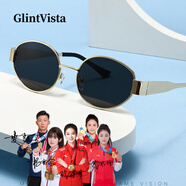GLINTVISTA新款金屬墨鏡高級(jí)感明星同款眼鏡時(shí)尚復(fù)古歐美潮流駕駛墨鏡太陽(yáng)鏡 金框-黑灰片