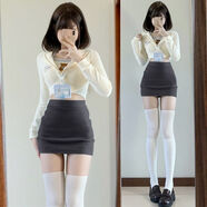 高腰清新甜美包臀裙彈力半身裙黑色棉質(zhì)短裙百搭顯瘦ol工作一步裙 35cm灰色帶安全褲/高檔洋氣 XS   65-80斤