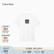 Calvin KleinJeans夏季男士通勤休閑ck線(xiàn)型鏤空印花純棉圓領(lǐng)內搭短袖T恤上衣 YAA-月光白 S
