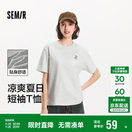 森馬（Semir）【多彩涼感T】短袖t恤女夏中長(cháng)款寬松舒適刺繡上衣109324100007