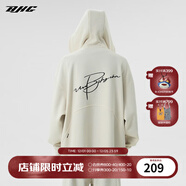 BJHG不計后果春秋簡(jiǎn)約刺繡加絨開(kāi)衫連帽衛衣男潮牌歐美風(fēng)寬松情侶外套 白色 XL