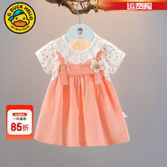 G.duck童裝女童裙子夏季洋氣薄款兒童連衣裙透氣純棉夏款女寶 橘紅色 90 【建議身高85左右】