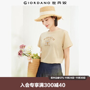 佐丹奴短袖t恤女純棉法式漫畫(huà)印花趣味減齡圓領(lǐng)體恤13324330