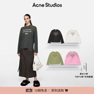 Acne Studios 男女同款 做舊1996印花寬松落肩長袖T恤上衣CL0197 淡黑色 XS -女 / XXS-男