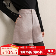 歐莎（OSA）黑色高腰毛呢靴褲外穿短褲女秋2025新款休閑直筒闊腿褲 咖色 XL