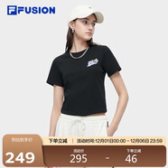 FILA FUSION斐樂(lè )潮牌官方針織短袖t恤女2024夏季休閑透氣短t上衣