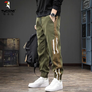 啄木鳥(niǎo)（TUCANO）休閑褲男2025潮牌春季工裝束腳褲子大碼春秋新款痞帥哈倫運動(dòng)長(cháng)褲 軍綠色 3XL 【合適體重180-200斤】