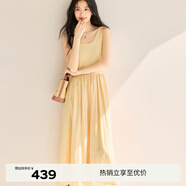 伊芙麗（eifini）【天鵝裙】伊芙麗U領(lǐng)顯瘦收腰氣質(zhì)傘擺背心連衣裙女2025春季新款 檸檬黃常規版 M 105-120斤