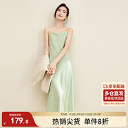 尚都比拉夏季氣質(zhì)V領(lǐng)通勤吊帶連衣裙高級感光澤性感純欲風(fēng)小裙子 清新綠 L