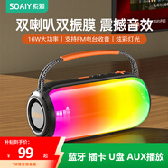 索愛(ài)（soaiy）藍牙音箱插卡U盤(pán)播放器唱歌K歌話(huà)筒一體麥克風(fēng)藍牙音箱戶(hù)外便攜小型廣場(chǎng)舞音響 FM電臺收音 SD-65