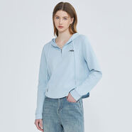 北歐時(shí)刻藍(lán)色拉鏈套頭連帽衛(wèi)衣女春季2025年新款刺繡短款長(zhǎng)袖上衣 藍(lán)色 S S