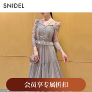 SNIDEL2025秋冬新品優(yōu)雅V領(lǐng)泡泡袖荷葉邊薄紗連衣裙SWFO255040 灰色 S (0)
