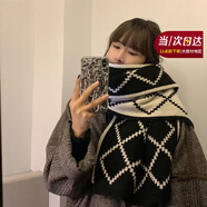 CHANEELR & KARITH圍巾冬季女2025新款圍脖加厚保暖披肩送女生老婆輕奢生日新年禮物 輕奢時(shí)尚百搭ck風(fēng)【黑配米】