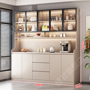 維甘實(shí)木巖板餐邊柜一體靠墻2025最新款高級感輕奢茶水柜子酒柜櫥柜 奶咖色 180cm 【16mm加厚實(shí)木背板】