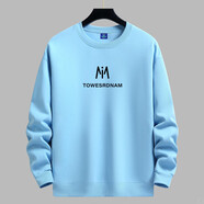 駱駝（CAMEL）潮牌圓領(lǐng)衛衣男無(wú)帽套頭春秋冬款加絨加厚內搭打底衫寬松長(cháng)袖T恤 天藍(加絨加厚) XL