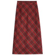 低價(jià)清倉處理紅色格子半身裙秋冬款高腰顯瘦a字中長(cháng)款毛呢裙子 紅格半身裙 S 建議80-95