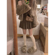 Yukiss真的顯腿長(cháng)百褶小短裙毛呢面料 暖咖色現貨 XL XL