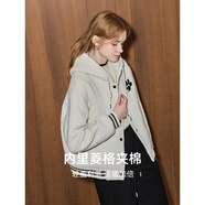 庫恩瑪維（KUHNMARVIN）都市輕運動(dòng)風(fēng)粗花呢棉服女2025年冬新款百搭時(shí)尚連帽外套K20273 梨花白 L