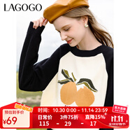 LAGOGO柿柿如意撞色保暖毛衣女拉谷谷2024年冬季新款插肩袖針織衫 白黑(VW) L 165/40