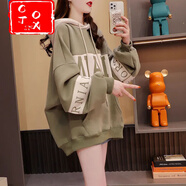 CTOX加絨加厚連帽衛衣女春秋2025年新款歐版寬松oversize百搭設計感 綠色【秋冬加絨款】 L 106-120斤