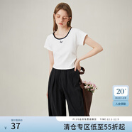 范思藍恩白色圓領(lǐng)蝴蝶刺繡短袖t恤女2024夏季新短款bm甜辣小上衣 白色 XS