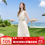 百圖betu女裝2025夏季新款連衣裙無袖羽毛流蘇背心氣質(zhì)裙子女2506T52 淺杏色 S