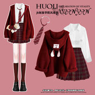 BOMPjk制服套裝學(xué)院風(fēng)長(cháng)袖連衣裙秋冬女裝2024新款韓系穿搭小個(gè)子短裙 +裝2024新款女裝秋冬冬天穿搭套裝感休閑運動(dòng)套裝 S S