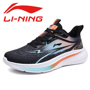 P李寧男士運動(dòng)鞋25年秋冬新款韓版休閑百搭健步輕便耐磨防滑跑步鞋 D6059黑桔織物 38 (240mm)