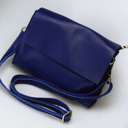 頭層牛皮女包2024新款多層迷你包真皮單肩斜揹包時(shí)尚媽媽包真皮包 寶藍色大款