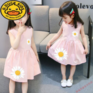G.DUCKKIDS女童連衣裙背心夏季23童裝韓版公主裙寶寶洋氣小童純棉小雛菊裙子 粉紅色 90 碼(身高70-85cm)