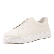 巨匡（JUKUANG）男鞋2025秋季新款真皮男士懶人一腳蹬休閑板鞋運動(dòng)百搭小白鞋 白色 43