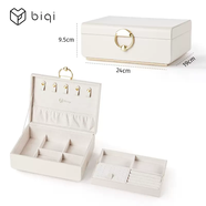 語(yǔ)森憶biqi首飾盒子精致高檔項煉防氧化大容量禮物耳環(huán)飾品首飾盒收納盒 極簡(jiǎn)首飾盒新光月白 (雙層大容量鹿纖絨)