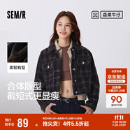 森馬（Semir）森柔牛仔|牛仔外套女短款翻領(lǐng)做舊秋夾克小個(gè)子街頭103524108001