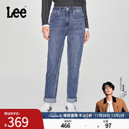 Lee【張凌赫代言】411舒適高腰小直腳藍色日常休閑女士牛仔褲潮流 中淺藍色 26 (100-110斤)