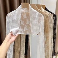 蕾絲旗袍披肩小外套女春秋薄吊帶裙外搭坎肩網(wǎng)紗防曬開(kāi)衫罩衫上衣 T33珍珠白 T33珍珠白 XL XL