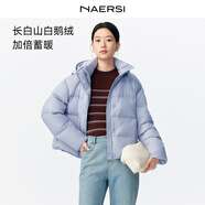 娜爾思·靈（naersiling）長白山白鵝絨毛呢外套羽絨外套短款面包服25冬季新款 淡藍(lán)色 M