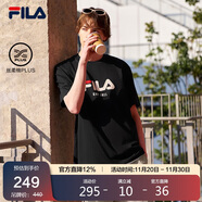 FILA 斐樂(lè )官方男女同款針織T恤2025年夏季純棉寬松休閑情侶短袖t恤