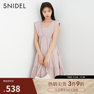 SNIDEL春夏款甜美方領(lǐng)露背高腰荷葉邊公主連衣裙SWFO232255 粉色 均碼 （F）