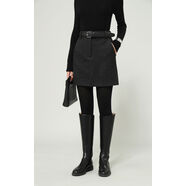 FANLESTUDIOS口碑版型冬季加厚羊毛顯瘦西裝短裙百搭半身裙 豎條紋灰黑色現貨24H內發(fā) S S