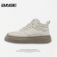 八哥BAGE品牌男鞋2025秋冬新款百搭高級感時(shí)尚板鞋高幫運動(dòng)休閑鞋子男 灰卡 39