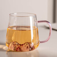 瓷牌茗茶具（cipaiming teaset）（cipaiming teaset）大容量玻璃茶杯創(chuàng  )意觀(guān)山綠茶杯家用會(huì )客大號 粉色-冰山玻璃杯400ml