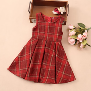 G.duck女童毛呢連衣裙秋冬裝3-9歲女孩格子背心裙公主兒童呢子馬甲裙 朱紅無(wú)里馬甲裙 100 建議身高90cm3-9歲