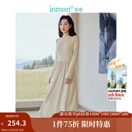 茵曼（INMAN）2025秋冬女裝新款燈芯絨連衣裙新品長(cháng)袖休閑針織禮服中長(cháng)裙子 淡香杏-18348357H1 M