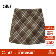 森馬（Semir）半身裙女格紋A字裙復(fù)古文藝氣質(zhì)冬俏皮時(shí)尚短裙小個(gè)子學(xué)院風(fēng) 咖色調(diào)00455 M