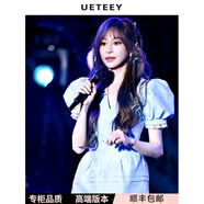 UETEEY王心凌同款衣服宮廷泡泡短袖娃娃領(lǐng)設計感蓬蓬裙短裙連衣裙 藍色_專(zhuān)柜品質(zhì) S