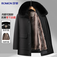 羅蒙冬季棉衣男士加絨毛領(lǐng)派克服中老年爸爸裝保暖防寒棉襖棉服外套