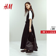 H&M女裝連衣裙2025夏季新款時(shí)尚無(wú)袖v領(lǐng)休閑束腰氣質(zhì)中長(cháng)裙1270055 黑色 S 160/88