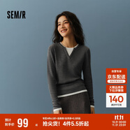 森馬（Semir）森馬毛衣女短款假兩件含羊毛針織衫24冬新款保暖內搭109724107015