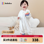 bebebus嬰兒睡袋春秋冬兒童恒溫分腿連體睡衣寶寶四季通用防踢被夾棉S碼