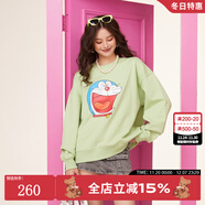 拉拉波波哆啦A夢(mèng)新款設計感減齡薄衛衣女圓領(lǐng)寬松顯瘦高級上衣ABCD-WSTS18 綠色 M